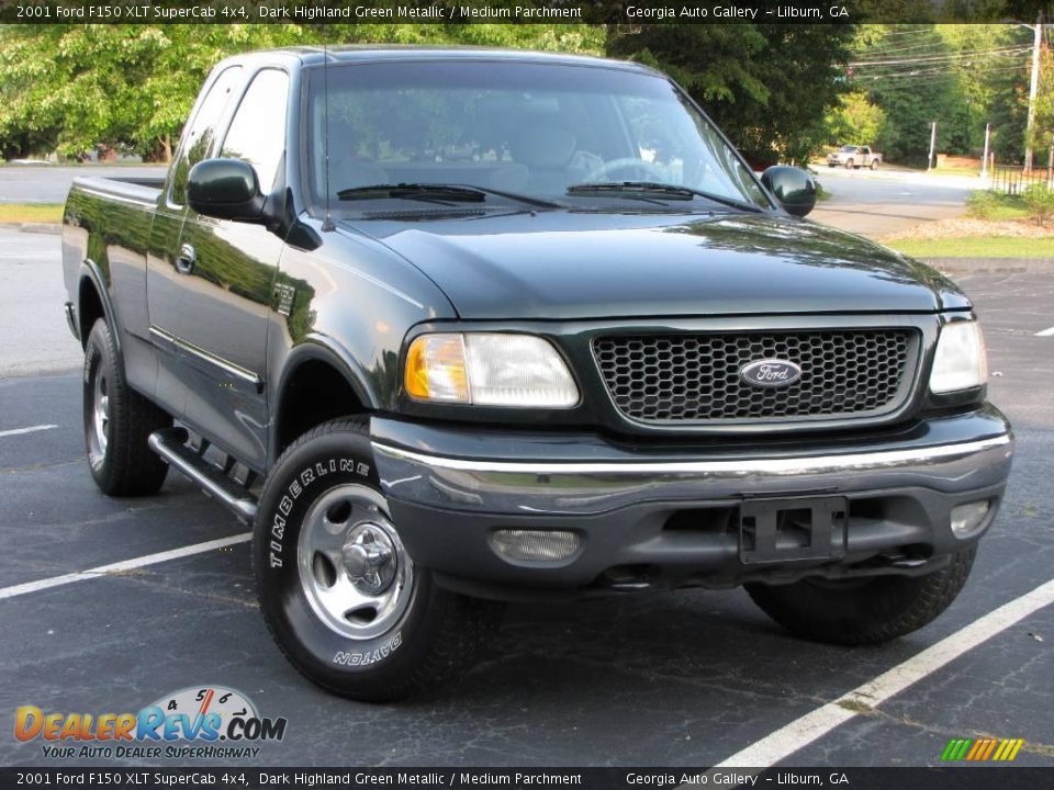 2001 Ford F150 XLT SuperCab 4x4 Dark Highland Green Metallic / Medium Parchment Photo #1