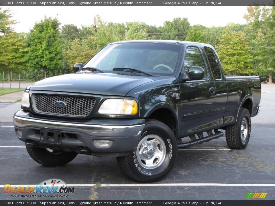 2001 Ford F150 XLT SuperCab 4x4 Dark Highland Green Metallic / Medium Parchment Photo #2