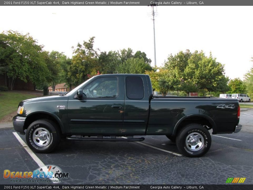 2001 Ford F150 XLT SuperCab 4x4 Dark Highland Green Metallic / Medium Parchment Photo #10