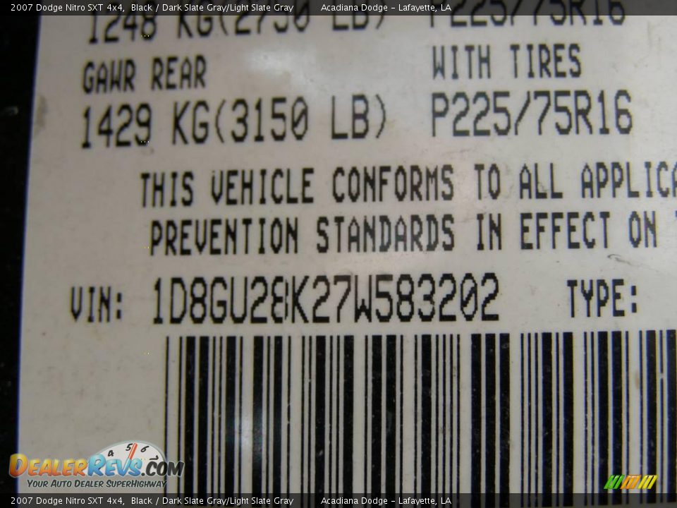2007 Dodge Nitro SXT 4x4 Black / Dark Slate Gray/Light Slate Gray Photo #13