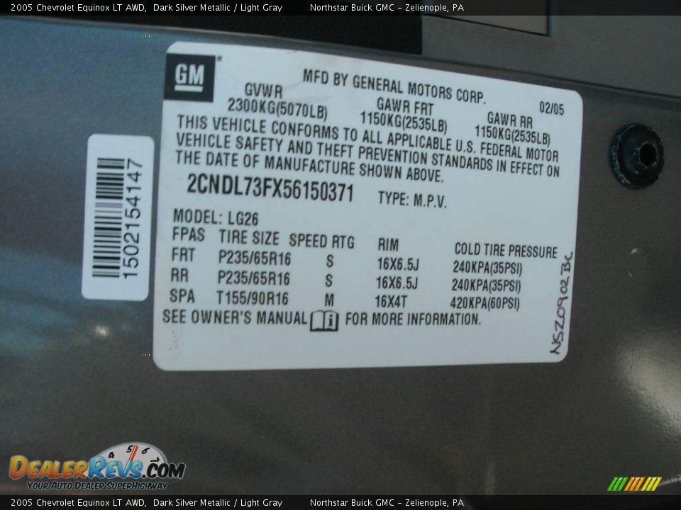 2005 Chevrolet Equinox LT AWD Dark Silver Metallic / Light Gray Photo #9