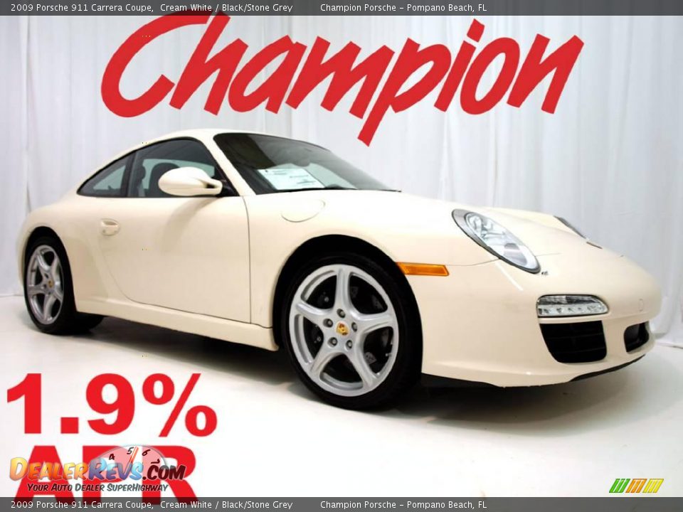2009 Porsche 911 Carrera Coupe Cream White / Black/Stone Grey Photo #1