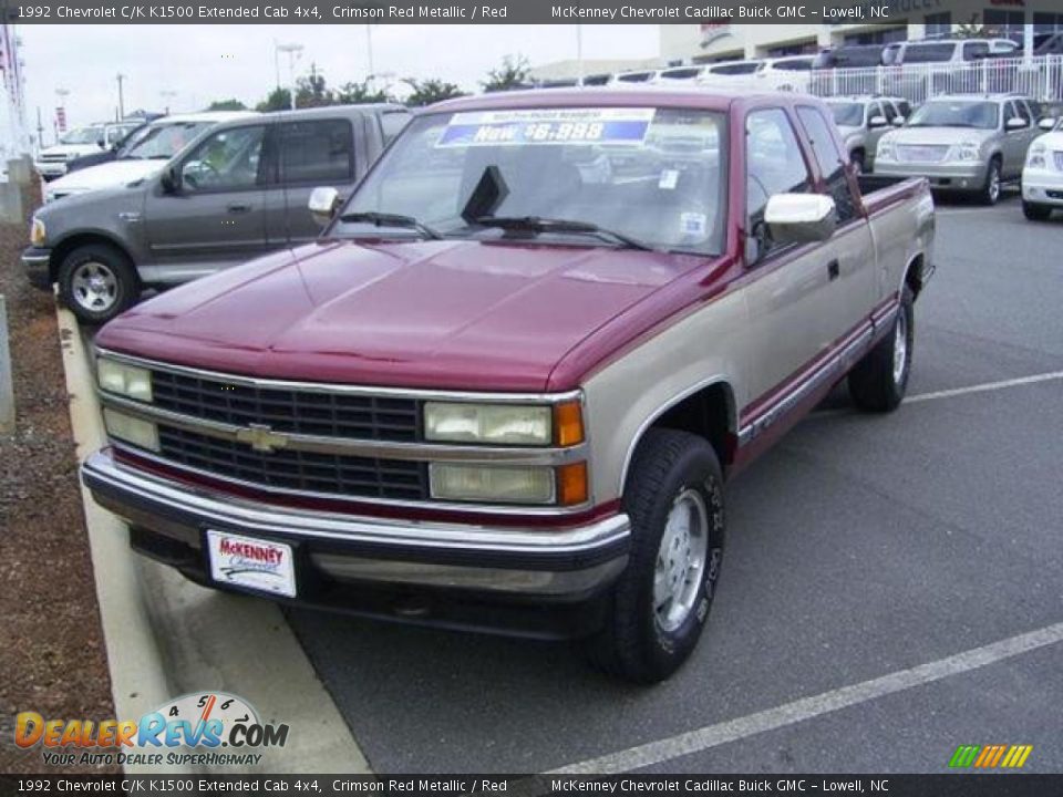 1992 Chevrolet C/K K1500 Extended Cab 4x4 Crimson Red Metallic / Red Photo #1