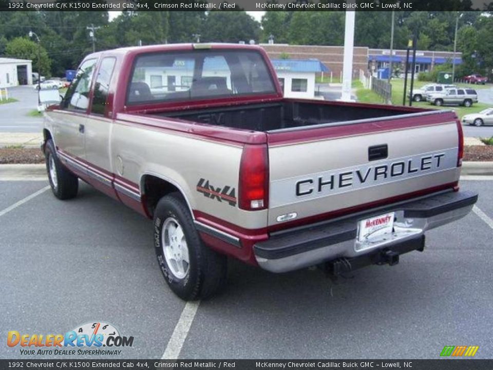 1992 Chevrolet C/K K1500 Extended Cab 4x4 Crimson Red Metallic / Red Photo #2