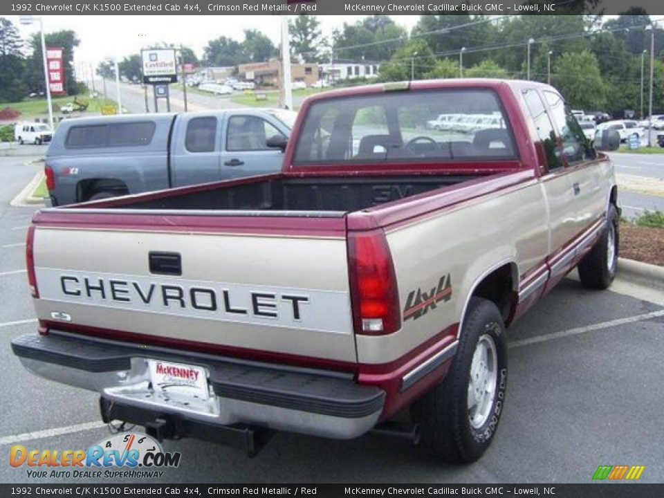 1992 Chevrolet C/K K1500 Extended Cab 4x4 Crimson Red Metallic / Red Photo #6