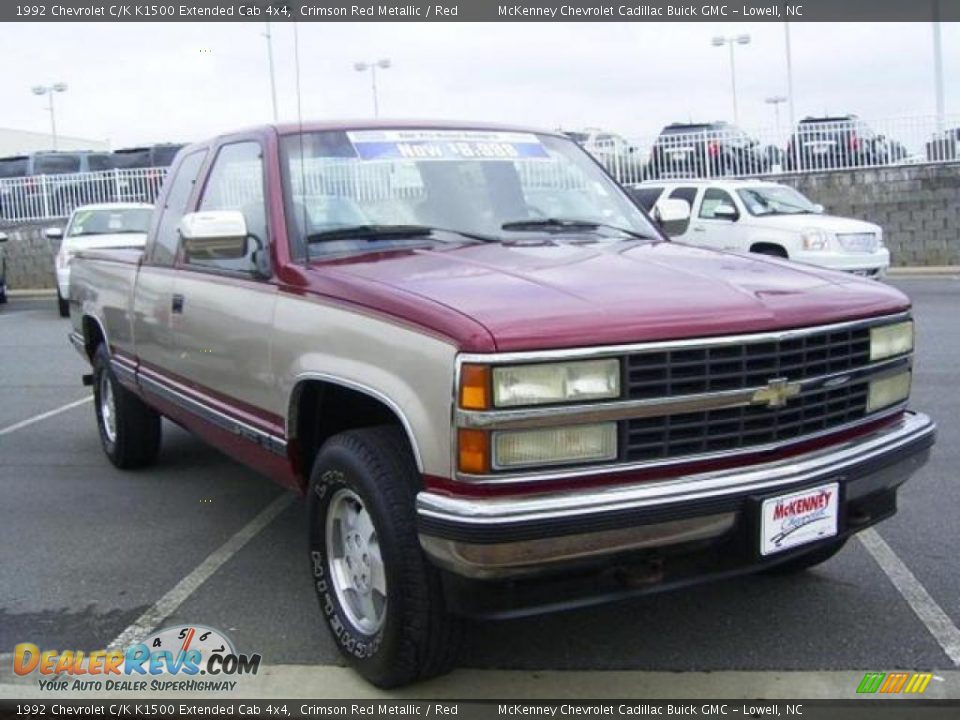 1992 Chevrolet C/K K1500 Extended Cab 4x4 Crimson Red Metallic / Red Photo #8