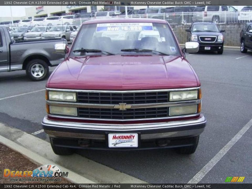 1992 Chevrolet C/K K1500 Extended Cab 4x4 Crimson Red Metallic / Red Photo #9