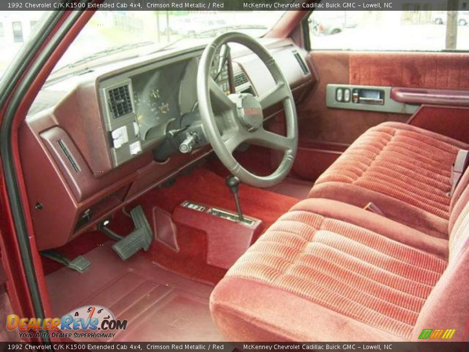 1992 Chevrolet C/K K1500 Extended Cab 4x4 Crimson Red Metallic / Red Photo #13