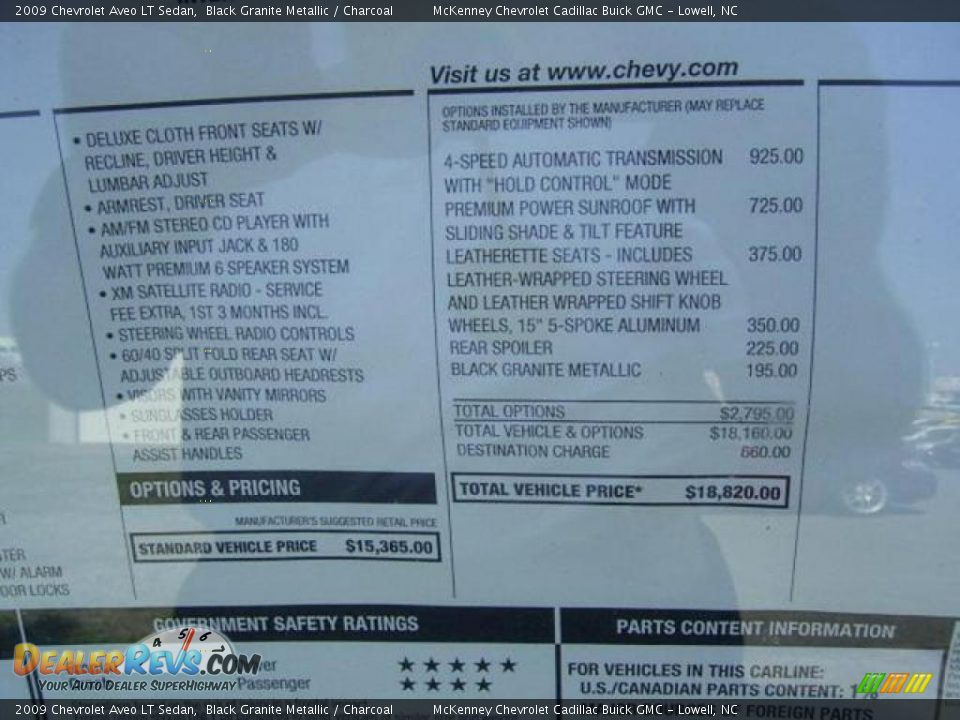 2009 Chevrolet Aveo LT Sedan Black Granite Metallic / Charcoal Photo #10