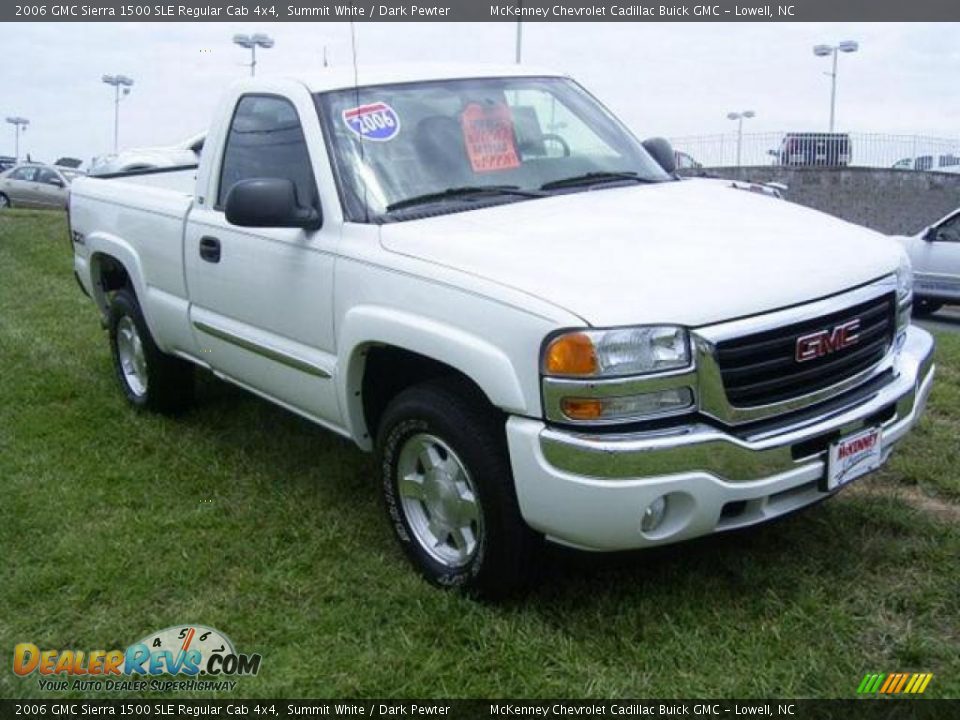 2006 GMC Sierra 1500 SLE Regular Cab 4x4 Summit White / Dark Pewter Photo #10