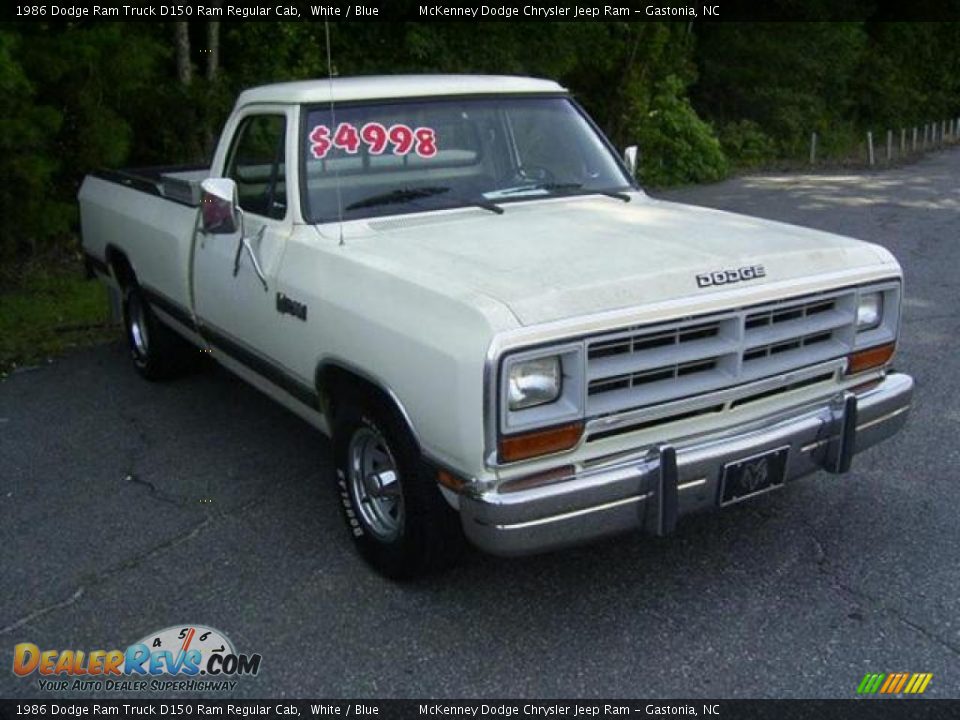 1986 Dodge Ram Truck D150 Ram Regular Cab White / Blue Photo #4