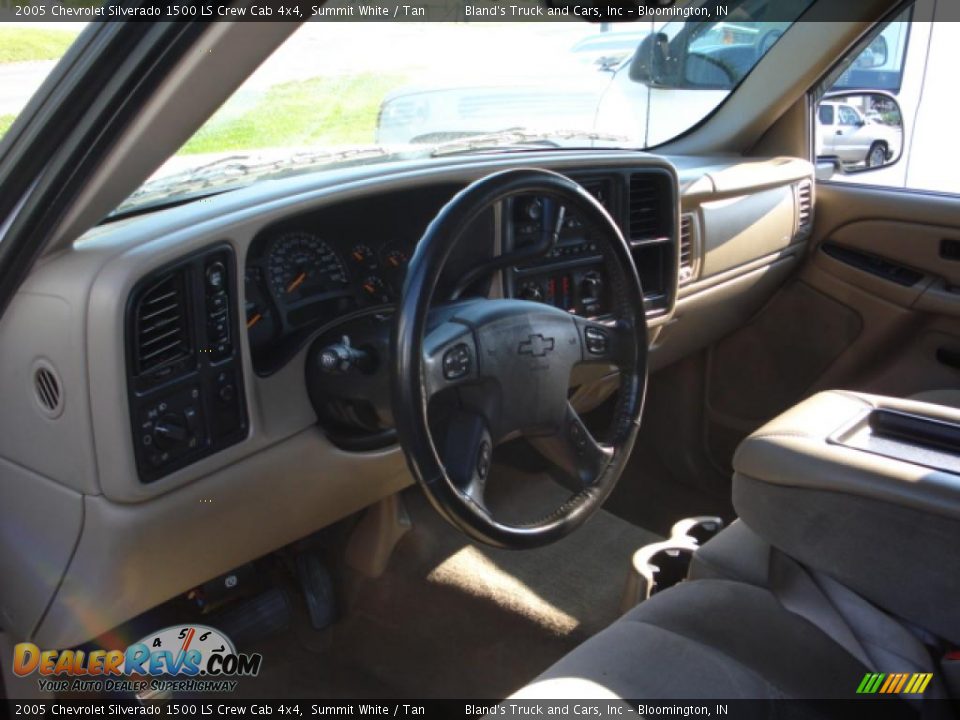 2005 Chevrolet Silverado 1500 LS Crew Cab 4x4 Summit White / Tan Photo #6