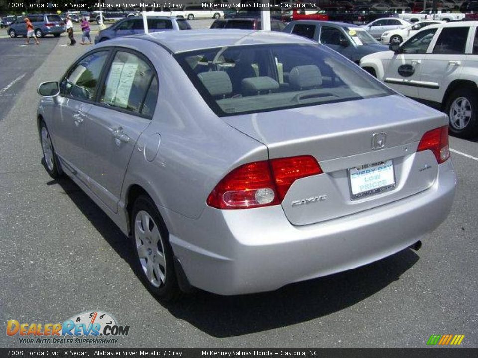 2008 Honda Civic LX Sedan Alabaster Silver Metallic / Gray Photo #5