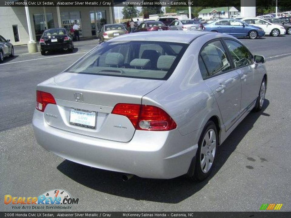2008 Honda Civic LX Sedan Alabaster Silver Metallic / Gray Photo #7
