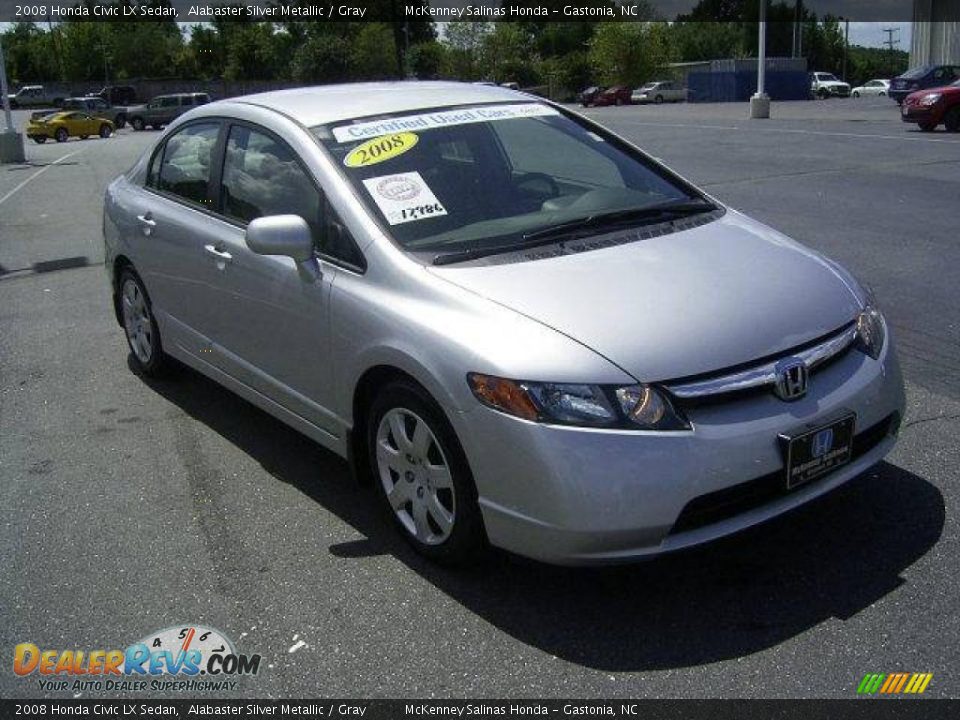 2008 Honda Civic LX Sedan Alabaster Silver Metallic / Gray Photo #11