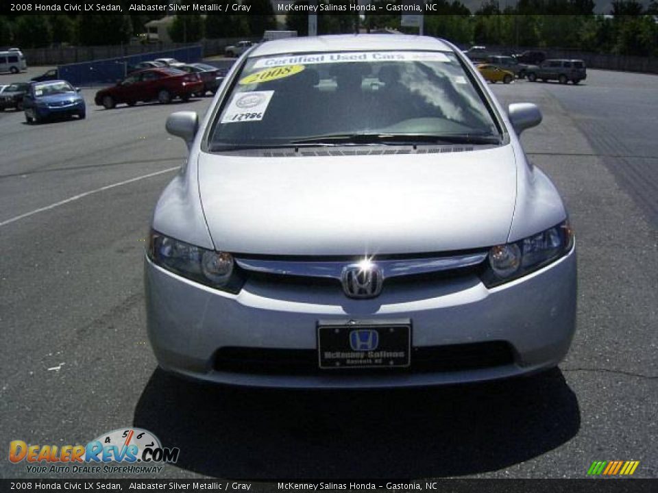2008 Honda Civic LX Sedan Alabaster Silver Metallic / Gray Photo #12