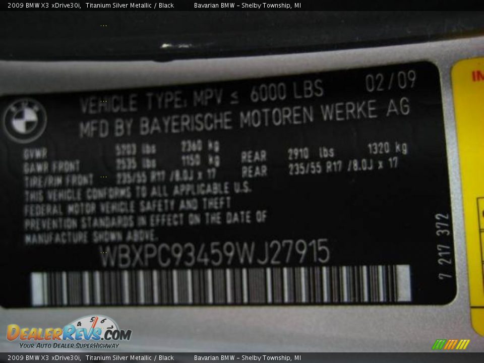 2009 BMW X3 xDrive30i Titanium Silver Metallic / Black Photo #12