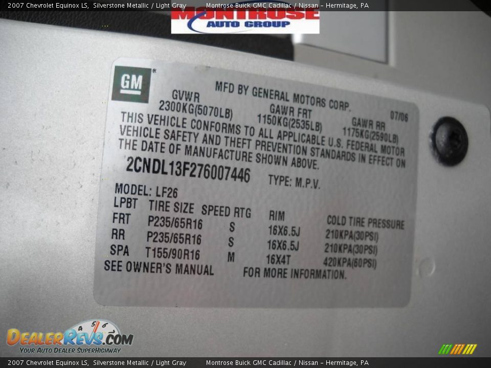 2007 Chevrolet Equinox LS Silverstone Metallic / Light Gray Photo #11