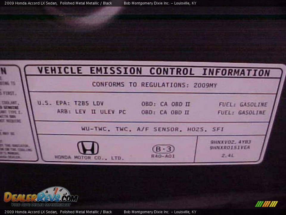 2009 Honda Accord LX Sedan Polished Metal Metallic / Black Photo #24