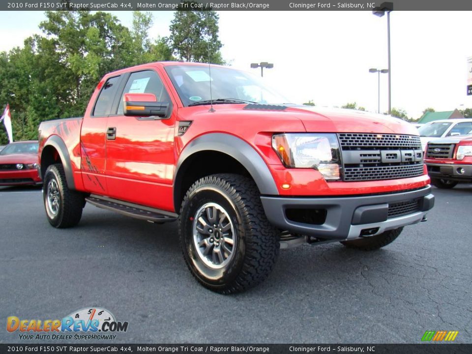 2010 Ford F150 Svt Raptor Supercab 4x4 Molten Orange Tri Coat Raptor Black Orange Photo 1