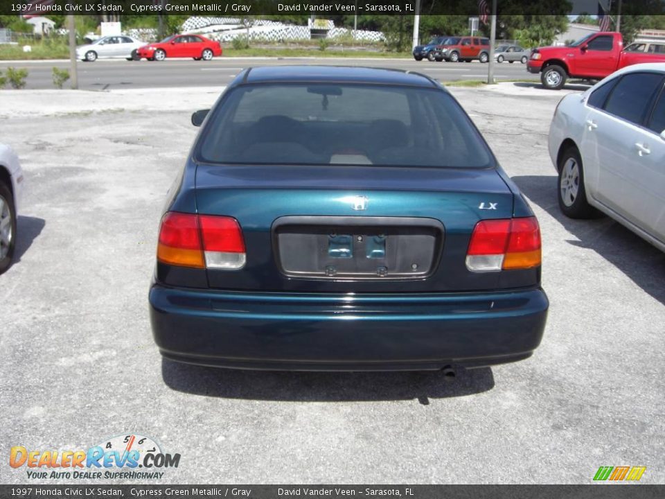 1997 Honda Civic LX Sedan Cypress Green Metallic / Gray Photo #3