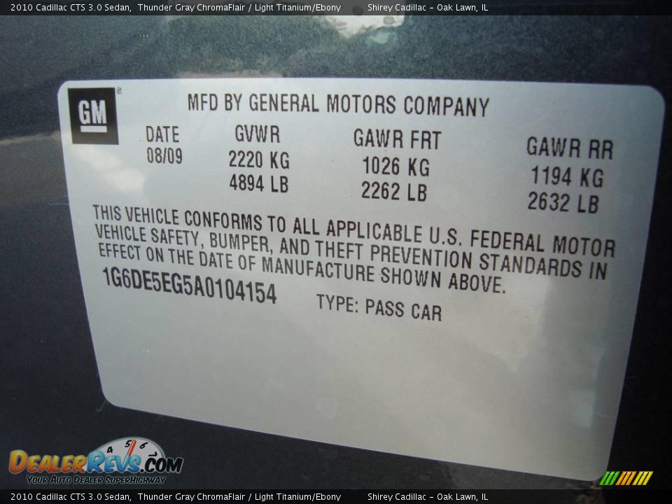 2010 Cadillac CTS 3.0 Sedan Thunder Gray ChromaFlair / Light Titanium/Ebony Photo #19