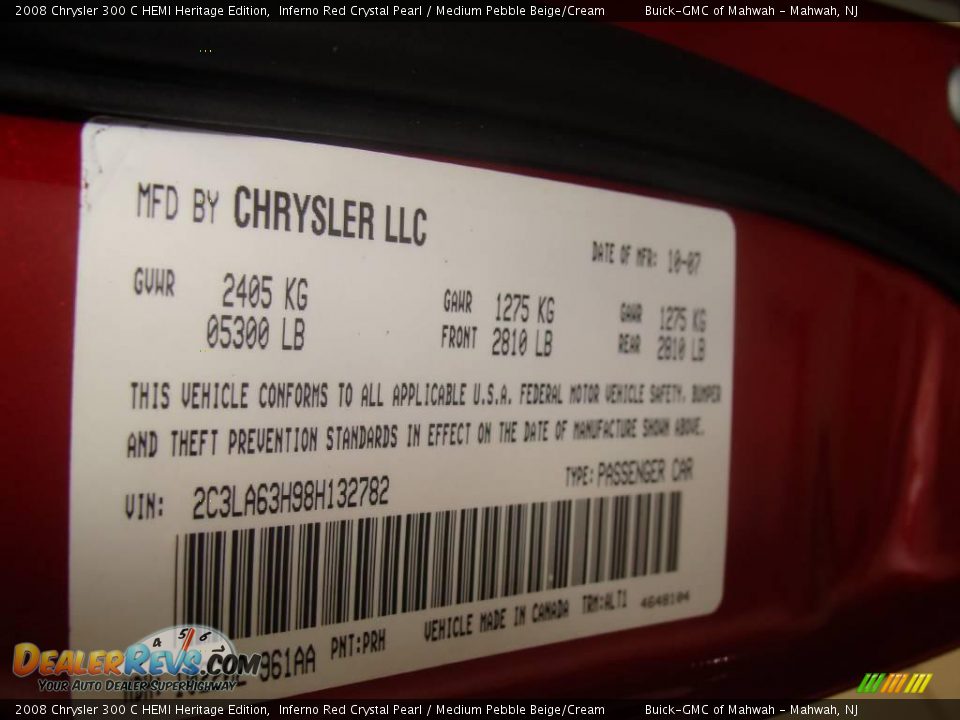 2008 Chrysler 300 C HEMI Heritage Edition Inferno Red Crystal Pearl / Medium Pebble Beige/Cream Photo #24