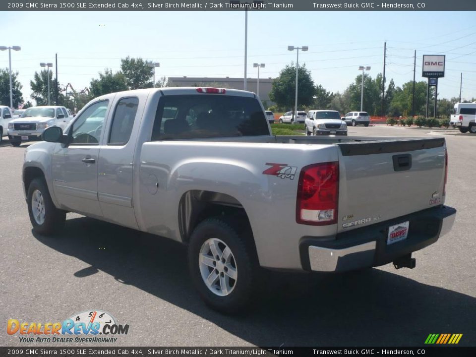 2009 GMC Sierra 1500 SLE Extended Cab 4x4 Silver Birch Metallic / Dark Titanium/Light Titanium Photo #4