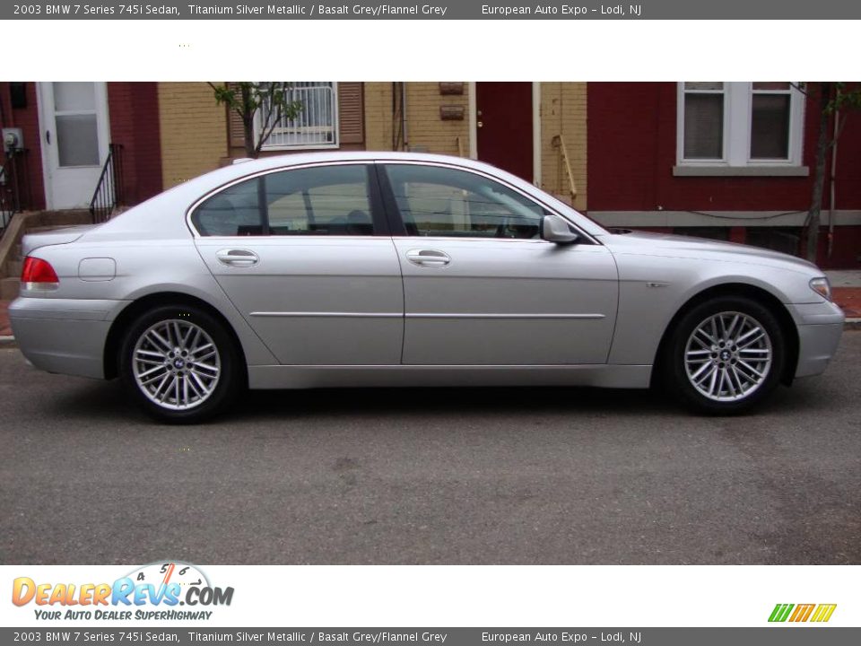 2003 BMW 7 Series 745i Sedan Titanium Silver Metallic / Basalt Grey/Flannel Grey Photo #5