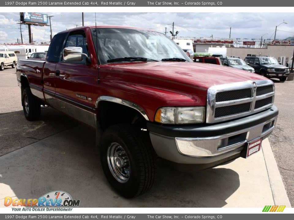 1997 Dodge Ram 2500 Laramie Extended Cab 4x4 Red Metallic / Gray Photo #2