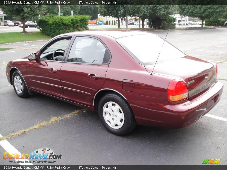 1999 Hyundai Sonata GLS V6 Ruby Red / Gray Photo #3