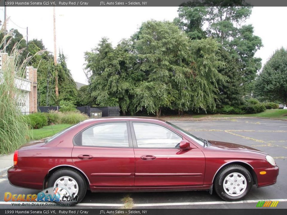 1999 Hyundai Sonata GLS V6 Ruby Red / Gray Photo #6