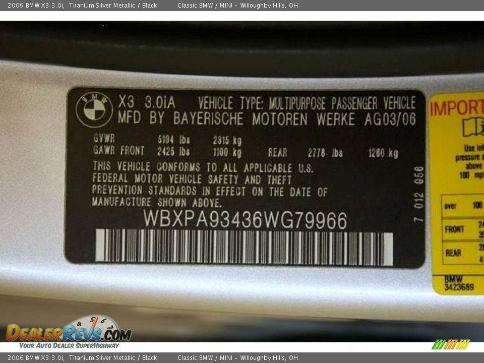 2006 BMW X3 3.0i Titanium Silver Metallic / Black Photo #25