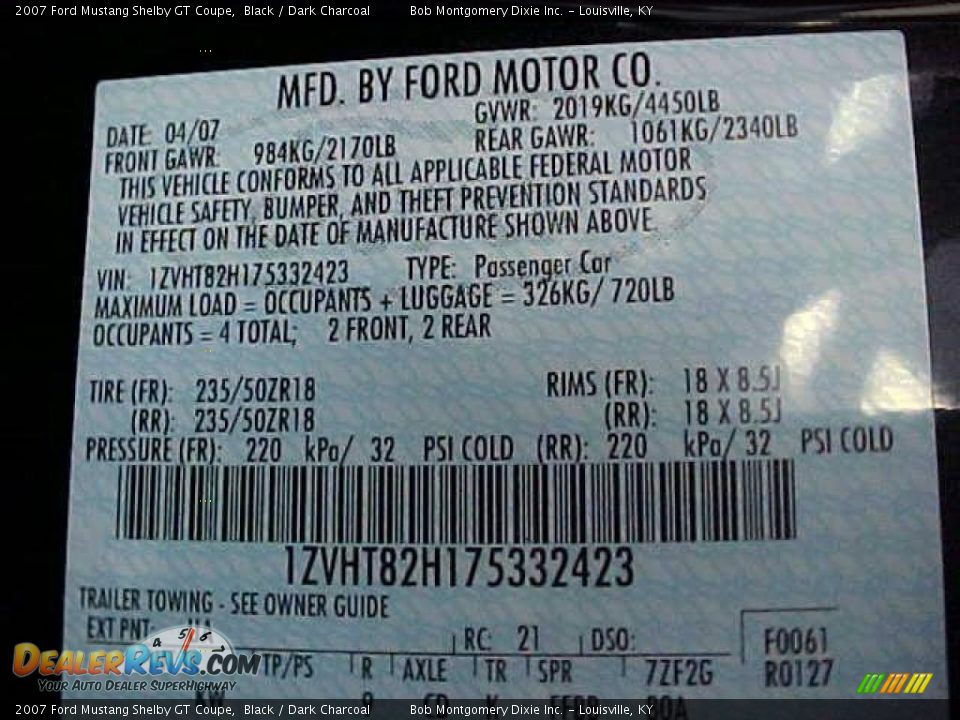 2007 Ford Mustang Shelby GT Coupe Black / Dark Charcoal Photo #18