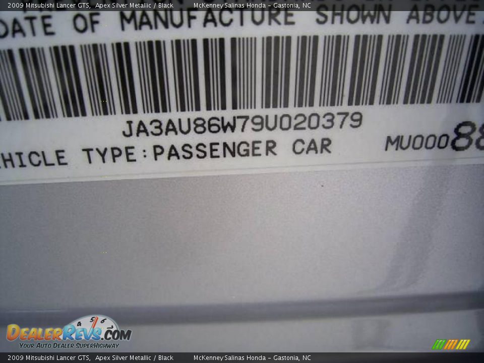 2009 Mitsubishi Lancer GTS Apex Silver Metallic / Black Photo #10