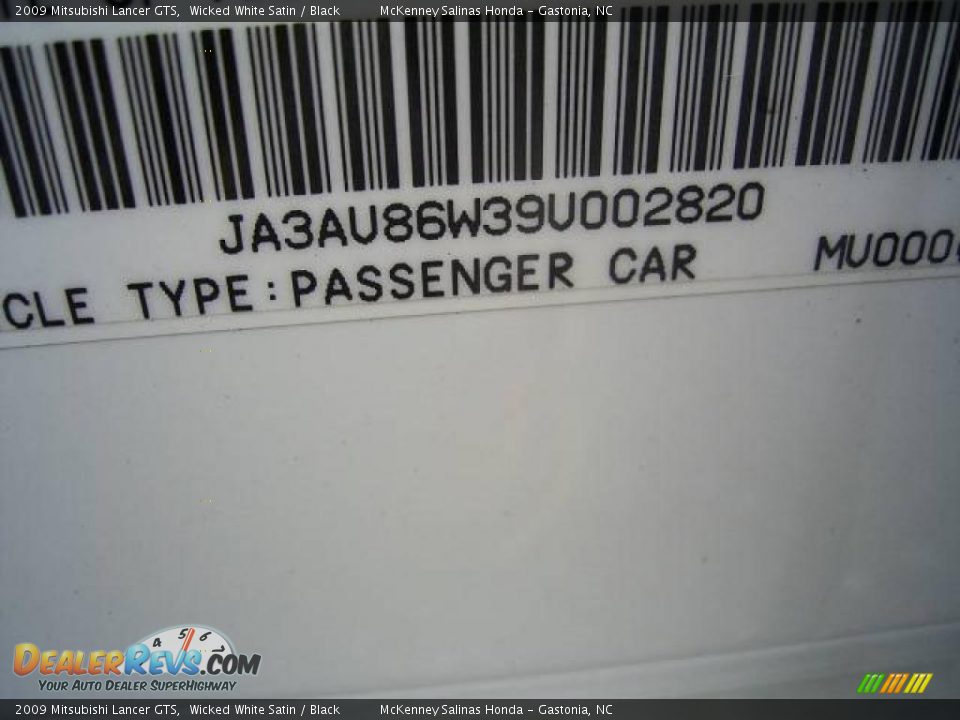2009 Mitsubishi Lancer GTS Wicked White Satin / Black Photo #10