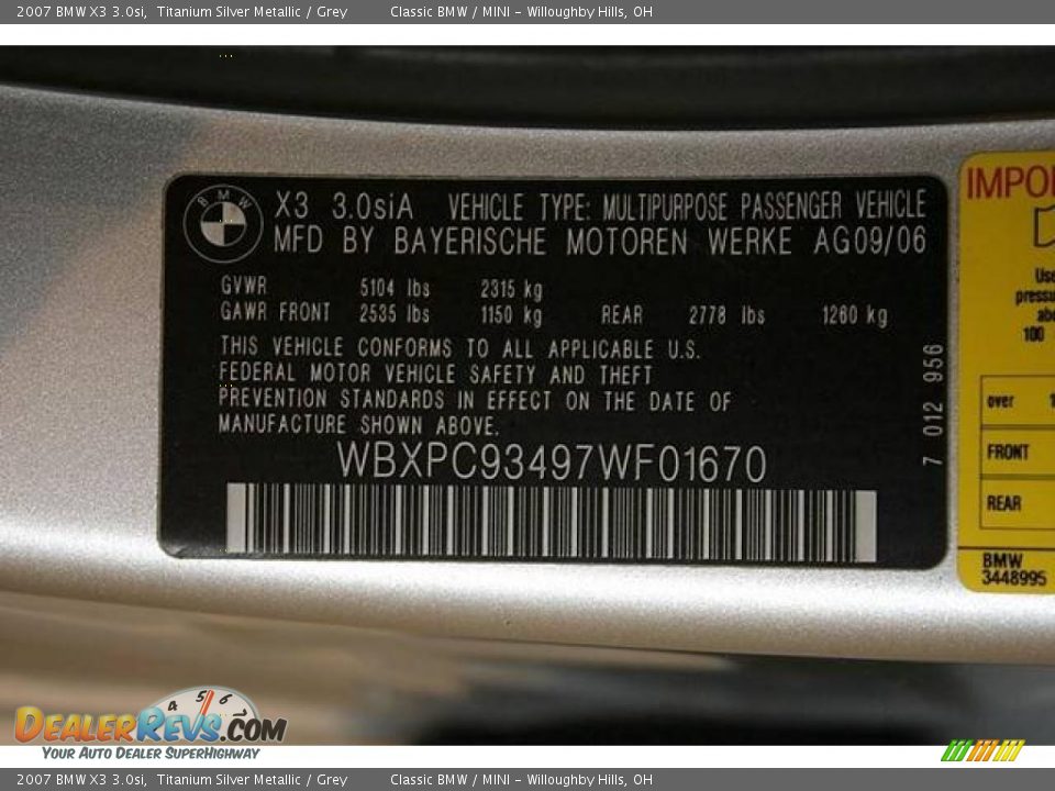 2007 BMW X3 3.0si Titanium Silver Metallic / Grey Photo #25