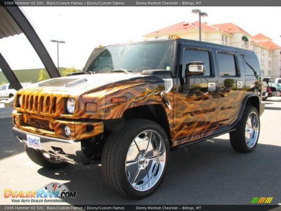 2006 Hummer H2 SUV Black/Custom Flames / Ebony/Custom Flames Photo #2