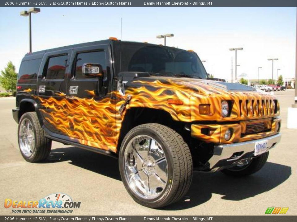 2006 Hummer H2 SUV Black/Custom Flames / Ebony/Custom Flames Photo #7