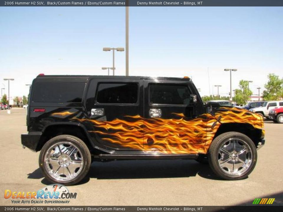 2006 Hummer H2 SUV Black/Custom Flames / Ebony/Custom Flames Photo #8