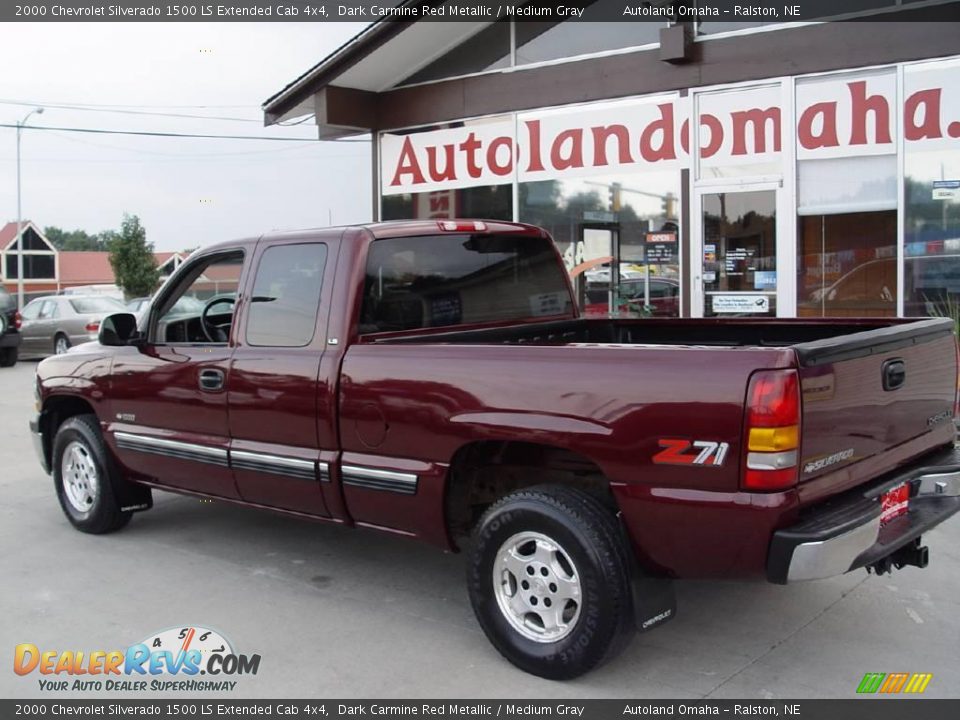 2000 Chevrolet Silverado 1500 LS Extended Cab 4x4 Dark Carmine Red Metallic / Medium Gray Photo #20