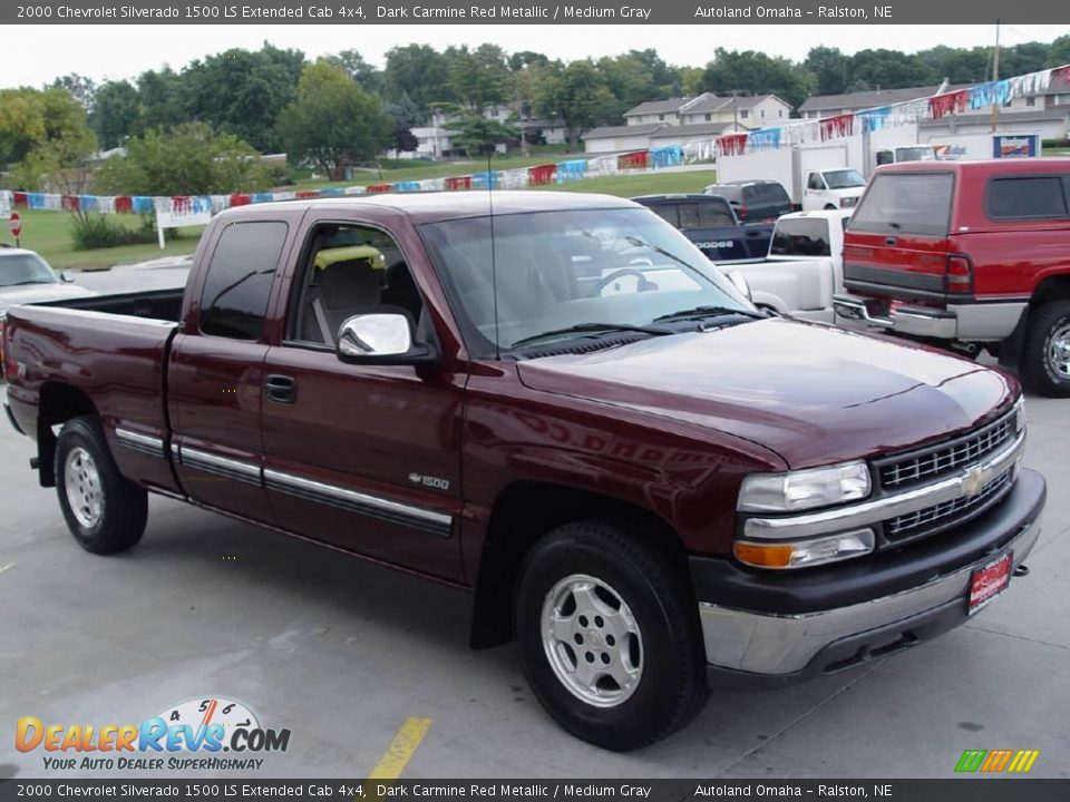 2000 Chevrolet Silverado 1500 LS Extended Cab 4x4 Dark Carmine Red Metallic / Medium Gray Photo #21