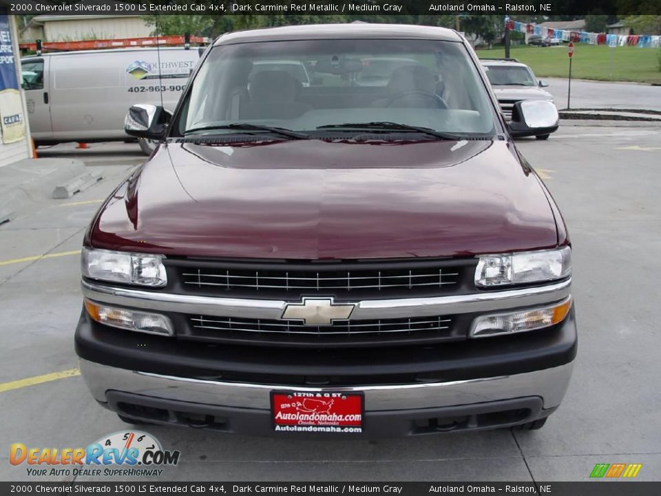 2000 Chevrolet Silverado 1500 LS Extended Cab 4x4 Dark Carmine Red Metallic / Medium Gray Photo #22