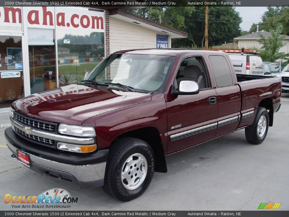 2000 Chevrolet Silverado 1500 LS Extended Cab 4x4 Dark Carmine Red Metallic / Medium Gray Photo #23