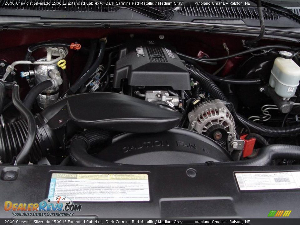 2000 Chevrolet Silverado 1500 LS Extended Cab 4x4 Dark Carmine Red Metallic / Medium Gray Photo #25
