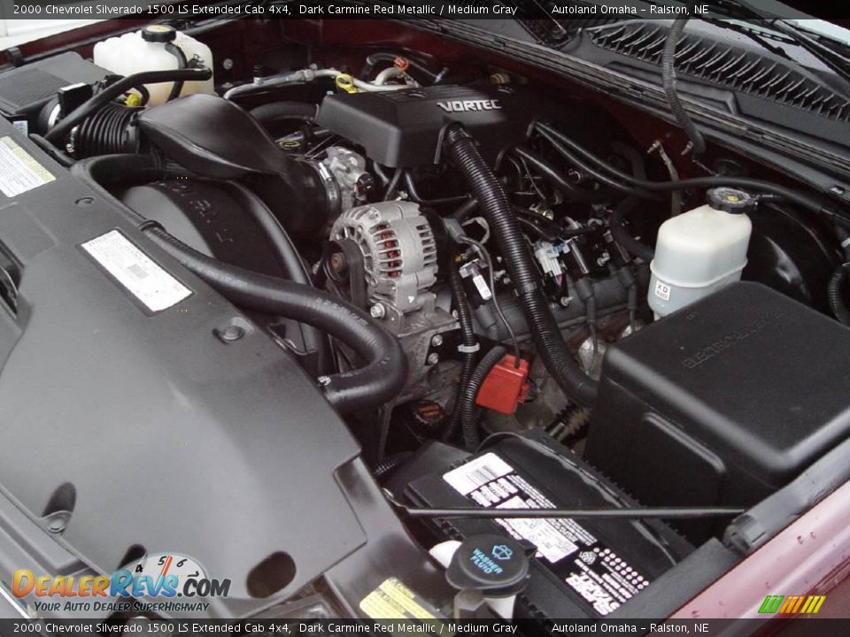 2000 Chevrolet Silverado 1500 LS Extended Cab 4x4 Dark Carmine Red Metallic / Medium Gray Photo #26