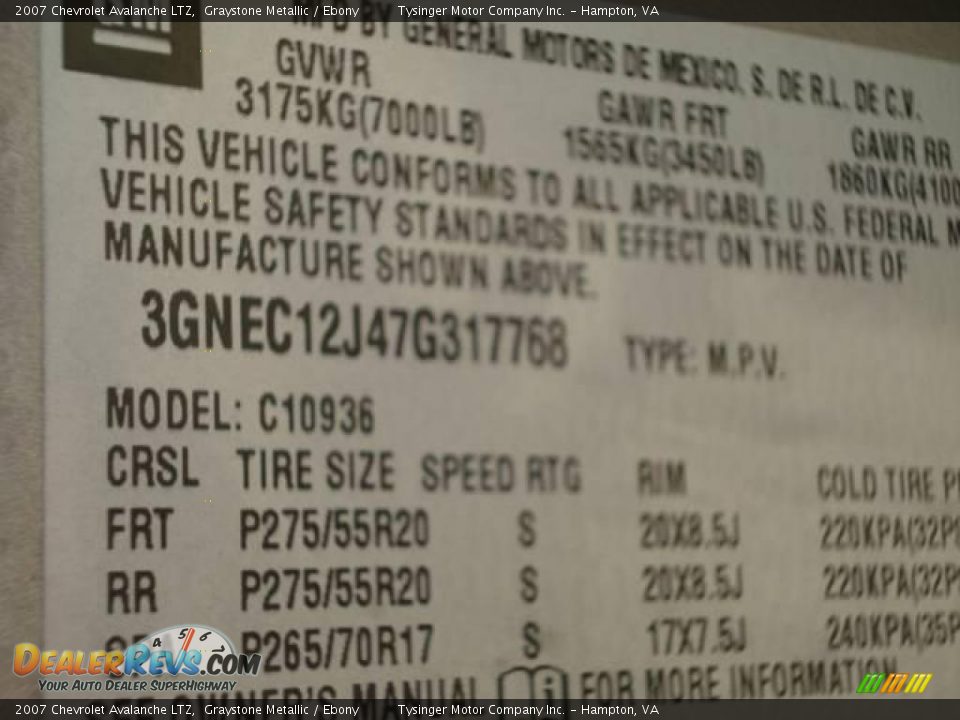 2007 Chevrolet Avalanche LTZ Graystone Metallic / Ebony Photo #33