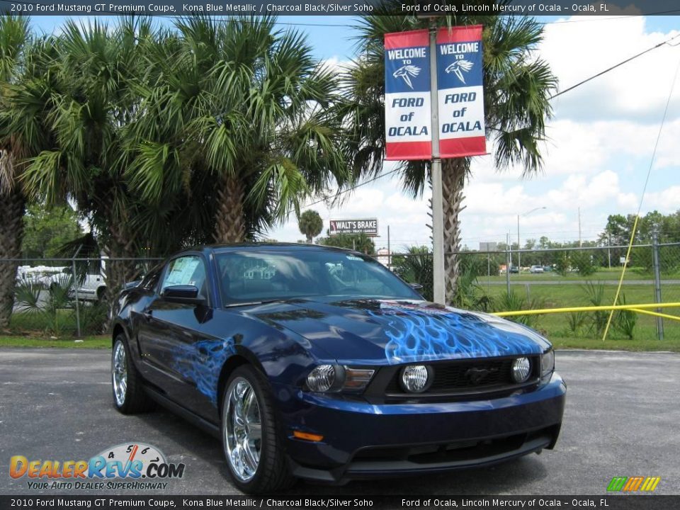 2010 Ford Mustang GT Premium Coupe Kona Blue Metallic / Charcoal Black/Silver Soho Photo #1