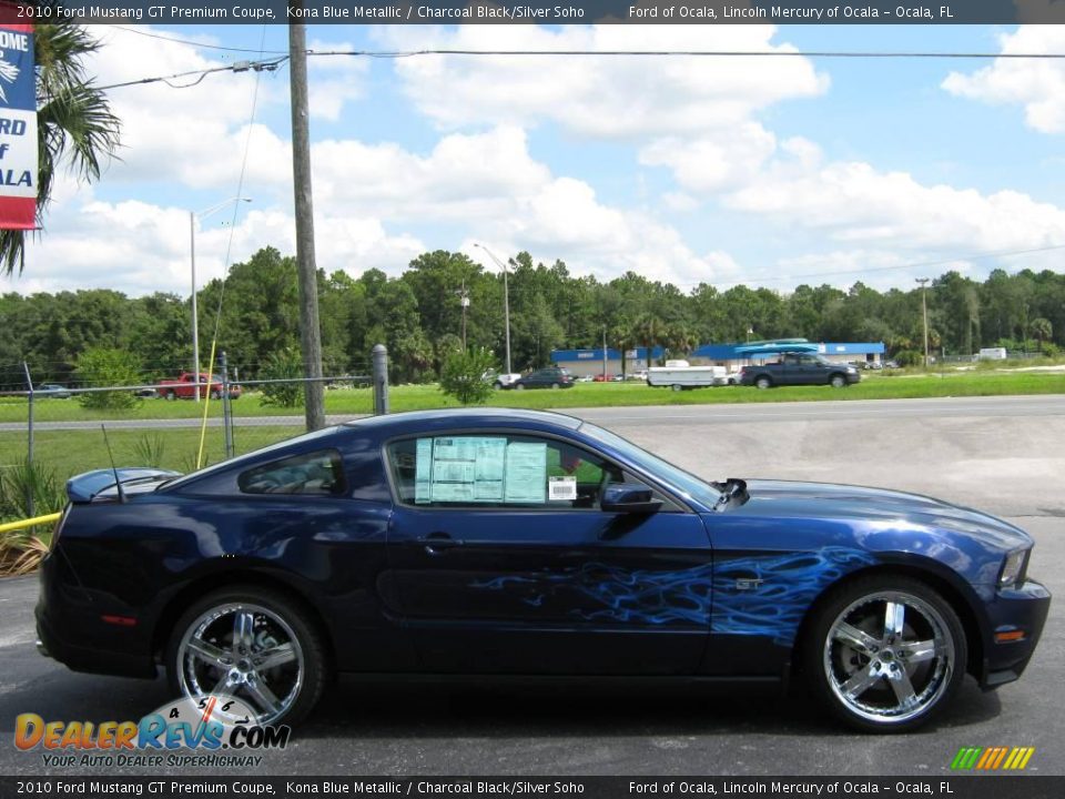 2010 Ford Mustang GT Premium Coupe Kona Blue Metallic / Charcoal Black/Silver Soho Photo #2
