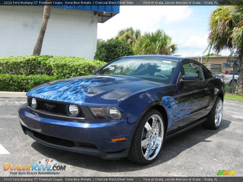 2010 Ford Mustang GT Premium Coupe Kona Blue Metallic / Charcoal Black/Silver Soho Photo #7